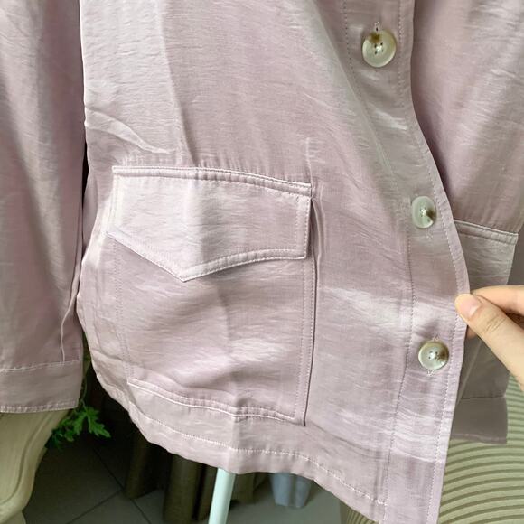 Anthropologie Current Air Clemence Shimmer Shacket in Lavender - Picture 9 of 14